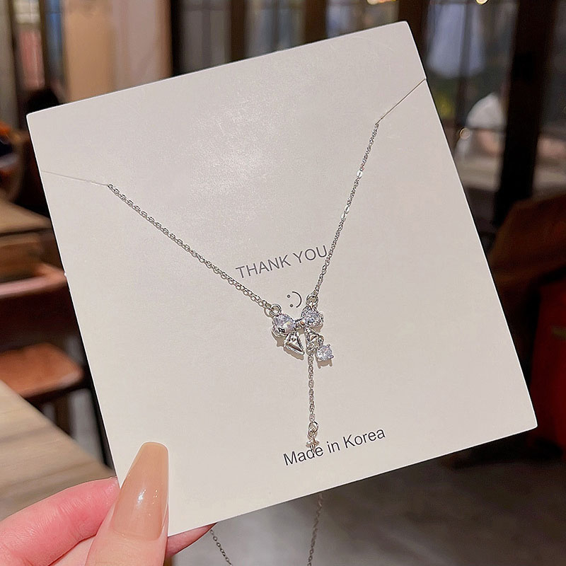 Dây Chuyền Dài Mặt Nơ Đính Đá zircon Tinh Tế