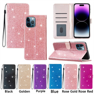 Ốp Lưng Cho Samsung Galaxy A12 M12 F12 A70 A41 A70s A03S A42 M42 A52 A72 A02 A52s 5g Đế Lật PU Lấp Lánh Ví Da Khe Cắm Thẻ Bao Da