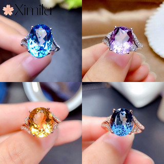 ⭐ Nhẫn Citrine và Sapphire màu sắc đa dạng, vàng sang trọng, trang sức đơn giản cho nam và nữ