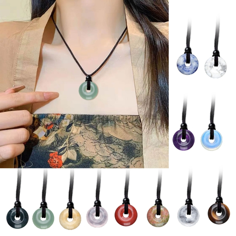 Vòng cổ Mặt Đá Mã Não Thiết Kế Đơn Giản Có Thể Điều Chỉnh Kích Cỡ