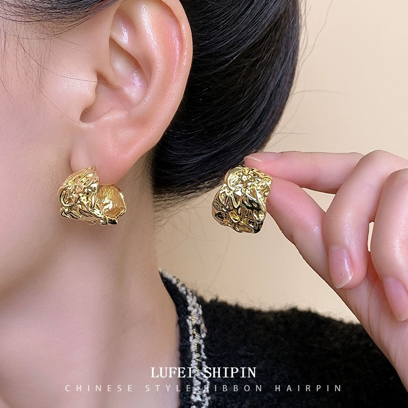 Bông Tai Vàng Hợp Kim Chất Lượng Cao, Phong Cách Đơn Giản Cho Thời Trang Nữ