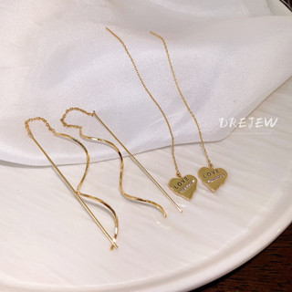 DREJEW Bông Tai Đính Đá zircon Hình Trái Tim Chữ Cái Đơn Giản Thời Trang Cao Cấp Phong Cách Hàn Quốc Cho Nữ