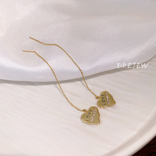 DREJEW Bông Tai Đính Đá zircon Hình Trái Tim Chữ Cái Đơn Giản Thời Trang Cao Cấp Phong Cách Hàn Quốc Cho Nữ