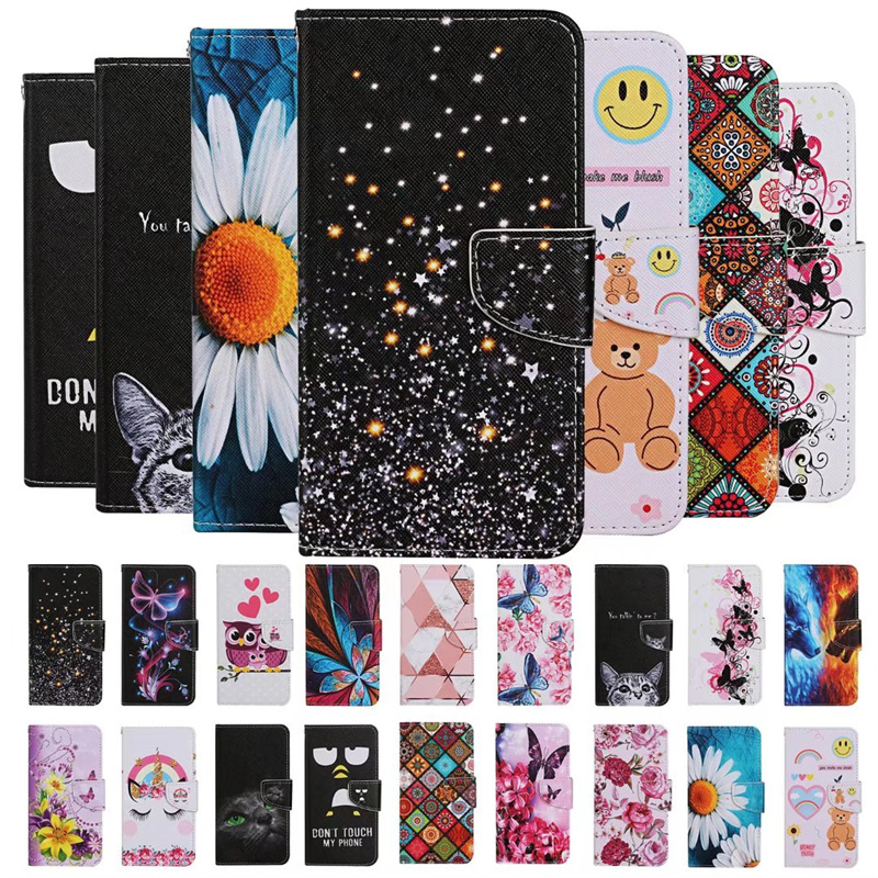 Dành Cho Redmi 10A 10C 8 7a 8a 9T 9A 9i 9at 9C Nfc 9 Power Prime K40 Pro + Plus Flip Case Da Họa Tiết Hoạt Hình Tranh Bỏ Túi Khe Cắm Thẻ Ví Đựng