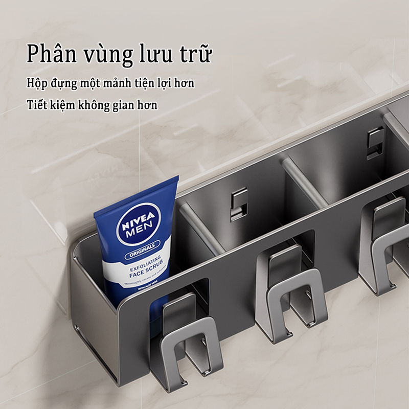 Ảnh Xám Giá đựng bàn chải đánh răng/máy sấy tóc MEIDOO không cần khoan gắn tường đa năng dễ sử dụng 2
