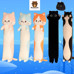 Rytanda Long black cat pillow Mèo đen ôm gối mèo búp bê dài mèo đen dễ thương mèo ôm gối Teddy gấu bông đồ chơi sang trọng cho trẻ em quà sinh