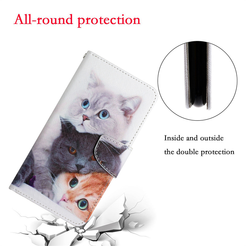 Dành Cho Redmi 12C 12 10 Prime A1 A2 + Plus K50 Ultra 4g Flip Case Da Họa Tiết Hoạt Hình Tranh Bỏ Túi Khe Cắm Thẻ Ví Đựng Bao