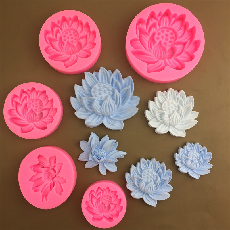 Khuôn Làm Bánh / Xà Phòng / Nến Hình Hoa Sen 3D Bằng Silicone DIY
