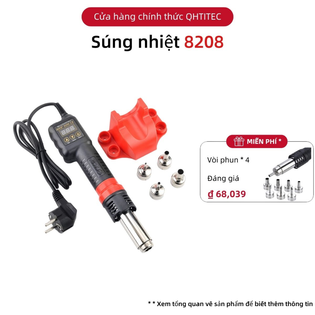 Máy khò nhiệt JCD 750W 8208 có thể điều chỉnh nhiệt độ cầm tay với 4 ...
