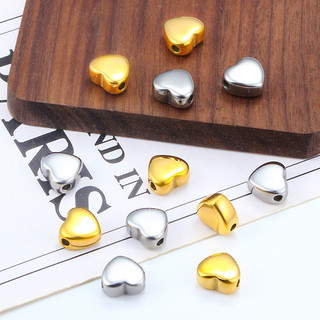 Chất Lượng Cao Thép Không Gỉ Ba Lan Trái Tim Hạt Vàng Miếng Đệm Hạt DIY Trang Sức Phát Hiện Vòng Tay Vòng Cổ Làm Bán Buôn