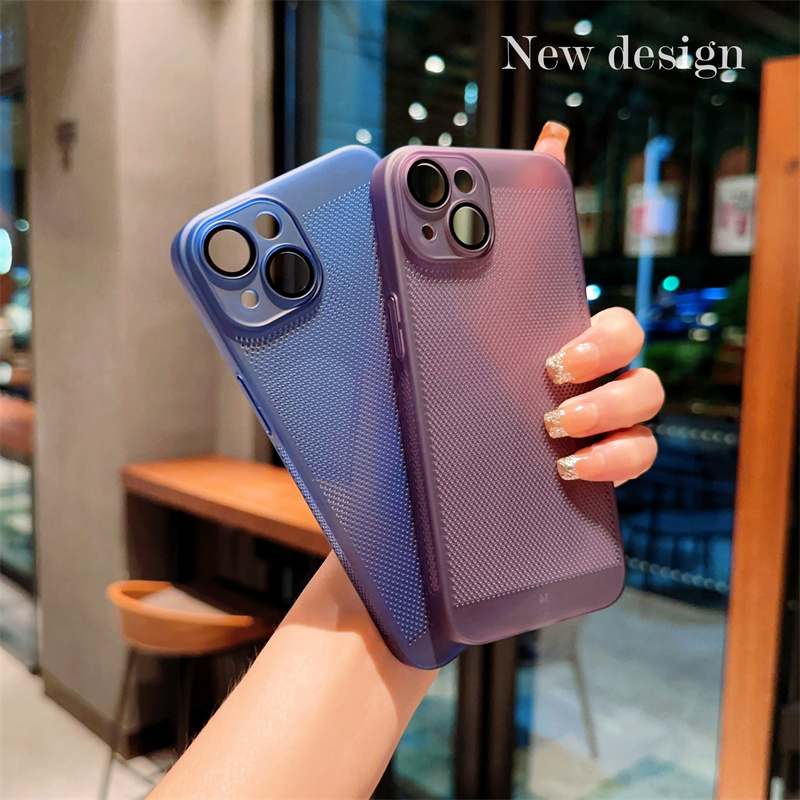Dành Cho Iphone 13 Mini 14 Plus Pro Max Ốp điện thoại Di Động Siêu Mỏng Thoáng Khí Tản Nhiệt Làm Mát PC Cứng Mặt Sau