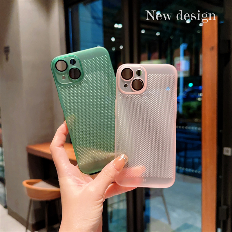 Dành Cho Iphone 13 Mini 14 Plus Pro Max Ốp điện thoại Di Động Siêu Mỏng Thoáng Khí Tản Nhiệt Làm Mát PC Cứng Mặt Sau