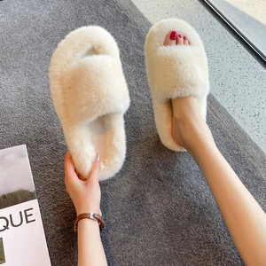 Dép Đế Phẳng Phối Lông Thời Trang Mùa Thu Đông Hàn Quốc Cho Nữ Cỡ 35-41