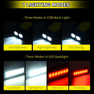 Đèn Pin 1200lm cob led Di Động Với 7 Chế Độ Sáng Và Pin 4000mah Dùng Đi Cắm Trại / Sửa Chữa Xe Hơi