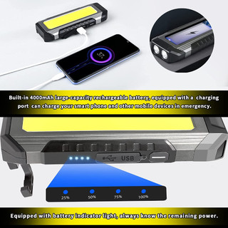 Đèn Pin 1200lm cob led Di Động Với 7 Chế Độ Sáng Và Pin 4000mah Dùng Đi Cắm Trại / Sửa Chữa Xe Hơi