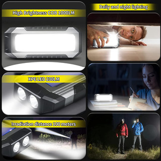 Đèn Pin 1200lm cob led Di Động Với 7 Chế Độ Sáng Và Pin 4000mah Dùng Đi Cắm Trại / Sửa Chữa Xe Hơi