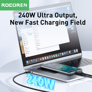 Rocoren PD 3.1 240W Cáp USB Loại C Cáp Sạc Nhanh Cho MacBook Pro Laptop Xiaomi 48V 5A USBC Dây Dữ Liệu