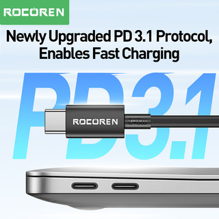 Rocoren PD 3.1 240W Cáp USB Loại C Cáp Sạc Nhanh Cho MacBook Pro Laptop Xiaomi 48V 5A USBC Dây Dữ Liệu