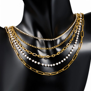 Vòng cổ Mắt Xích Bằng Thép Không Gỉ Mạ Vàng 18k Nhiều Kiểu Dáng Chất Lượng Cao