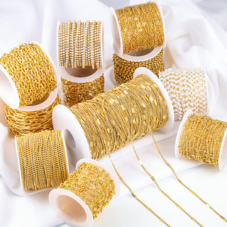 Vòng cổ Mắt Xích Bằng Thép Không Gỉ Mạ Vàng 18k Nhiều Kiểu Dáng Chất Lượng Cao