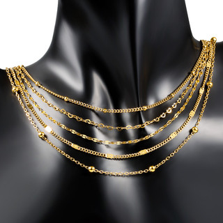 Vòng cổ Mắt Xích Bằng Thép Không Gỉ Mạ Vàng 18k Nhiều Kiểu Dáng Chất Lượng Cao
