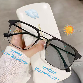 Kính Photochromic nửa khung đổi màu Retro dành cho nam Kính chống ánh sáng xanh hợp thời trang và đẹp trai dành cho nữ phiên bản Hàn Quốc Kính mắt chống bức xạ