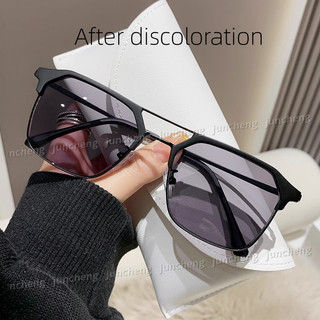 Kính Photochromic nửa khung đổi màu Retro dành cho nam Kính chống ánh sáng xanh hợp thời trang và đẹp trai dành cho nữ phiên bản Hàn Quốc Kính mắt chống bức xạ