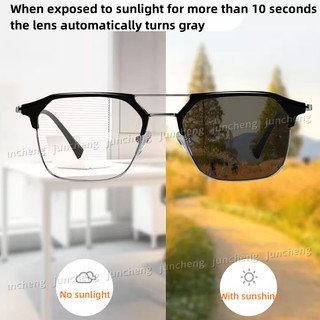 Kính Photochromic nửa khung đổi màu Retro dành cho nam Kính chống ánh sáng xanh hợp thời trang và đẹp trai dành cho nữ phiên bản Hàn Quốc Kính mắt chống bức xạ