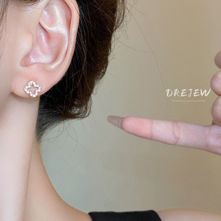 DREJEW Bông Tai Bạc 925 Hình Hoa đính Kim Cương Giả Sang Trọng Phong Cách Hàn Quốc Cho Nữ Khuyêc Tai Bạc