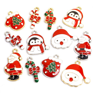 Bộ 10 Mặt Vòng cổ / Móc Khóa / Vòng Tay Hình Ông Già Noel / Chim Cánh Cụt Dễ Thương diy