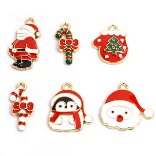 Bộ 10 Mặt Vòng cổ / Móc Khóa / Vòng Tay Hình Ông Già Noel / Chim Cánh Cụt Dễ Thương diy