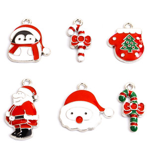 Bộ 10 Mặt Vòng cổ / Móc Khóa / Vòng Tay Hình Ông Già Noel / Chim Cánh Cụt Dễ Thương diy
