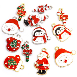 Bộ 10 Mặt Vòng cổ / Móc Khóa / Vòng Tay Hình Ông Già Noel / Chim Cánh Cụt Dễ Thương diy