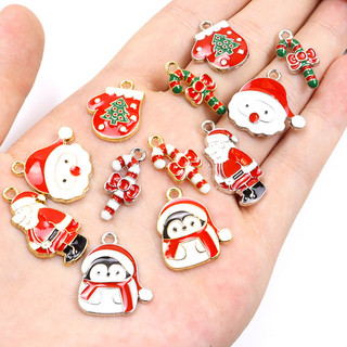 Bộ 10 Mặt Vòng cổ / Móc Khóa / Vòng Tay Hình Ông Già Noel / Chim Cánh Cụt Dễ Thương diy