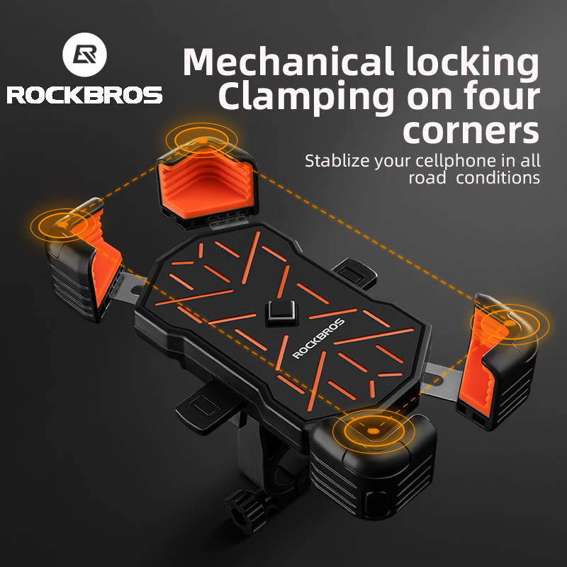 Giá đỡ điện thoại xe đạp ROCKBROS, Giá đỡ điện thoại xe đạp đa năng xoay 360 độ, Giá đỡ điện thoại di động 4,5-7,2 inch có giá đỡ xe máy chống sốc