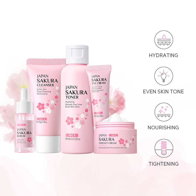 Ảnh Bộ 5 sản phẩm chăm sóc da mặt LAIKOU làm sáng và trẻ hóa làn da chiết xuất hoa anh đào 1