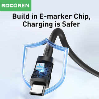 Cáp Rocoren PD 100W USB Type C sang Type C USBC PD 60W Dây Sạc Nhanh USB-C 5A TypeC Cho iPhone Cáp Dữ Liệu Xiaomi