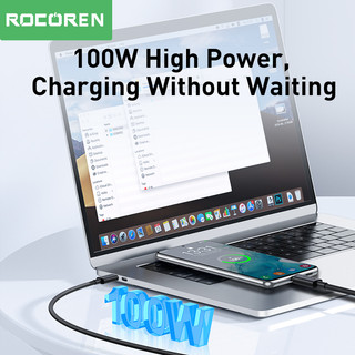 Cáp Rocoren PD 100W USB Type C sang Type C USBC PD 60W Dây Sạc Nhanh USB-C 5A TypeC Cho iPhone Cáp Dữ Liệu Xiaomi