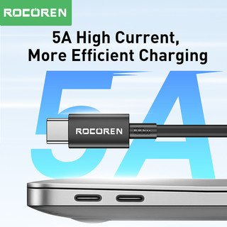 Cáp Rocoren PD 100W USB Type C sang Type C USBC PD 60W Dây Sạc Nhanh USB-C 5A TypeC Cho iPhone Cáp Dữ Liệu Xiaomi