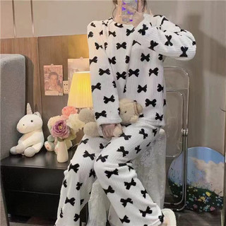 Bộ Đồ Ngủ In Họa Tiết Chú Gấu Dễ Thương Thoải Mái Thời Trang Thu Đông Cho Nữ