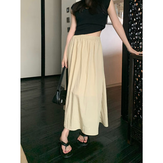 ZHELIHANGFEI Chân Váy Chữ A Xếp Ly Lưng Thun Cao Thời Trang Nữ