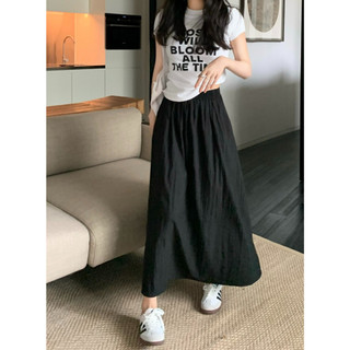ZHELIHANGFEI Chân Váy Chữ A Xếp Ly Lưng Thun Cao Thời Trang Nữ
