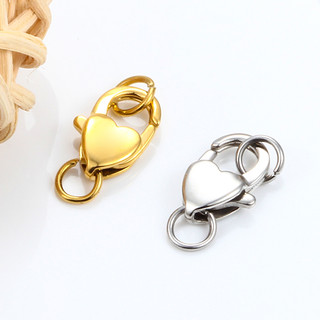 Trái Tim Thép Không Gỉ Tôm Hùm Khóa Nhảy Nhẫn Móc Kết Nối Vòng Tay Vòng Cổ Dây Xích Vàng DIY Trang Sức Làm Đồ Dùng