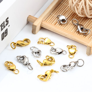 Trái Tim Thép Không Gỉ Tôm Hùm Khóa Nhảy Nhẫn Móc Kết Nối Vòng Tay Vòng Cổ Dây Xích Vàng DIY Trang Sức Làm Đồ Dùng