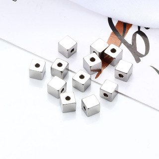 20 Cái / lốc 3 / 4 / 5mm Hole2mm Thép không gỉ Khối Miếng Đệm Hạt Vuông Rời Cho Vòng Tay DIY Chất Liệu Làm Đồ Trang Sức