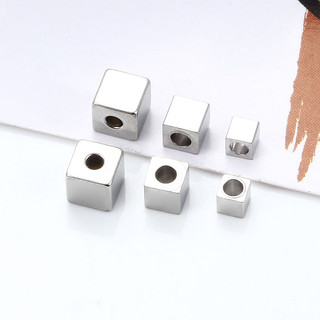 20 Cái / lốc 3 / 4 / 5mm Hole2mm Thép không gỉ Khối Miếng Đệm Hạt Vuông Rời Cho Vòng Tay DIY Chất Liệu Làm Đồ Trang Sức