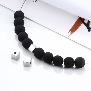 20 Cái / lốc 3 / 4 / 5mm Hole2mm Thép không gỉ Khối Miếng Đệm Hạt Vuông Rời Cho Vòng Tay DIY Chất Liệu Làm Đồ Trang Sức