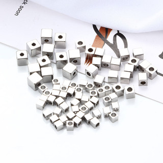 20 Cái / lốc 3 / 4 / 5mm Hole2mm Thép không gỉ Khối Miếng Đệm Hạt Vuông Rời Cho Vòng Tay DIY Chất Liệu Làm Đồ Trang Sức