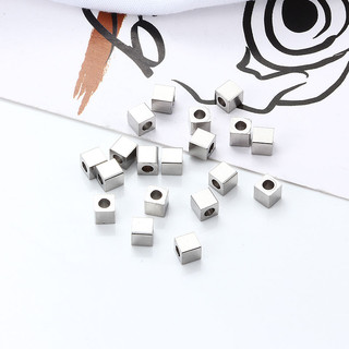 20 Cái / lốc 3 / 4 / 5mm Hole2mm Thép không gỉ Khối Miếng Đệm Hạt Vuông Rời Cho Vòng Tay DIY Chất Liệu Làm Đồ Trang Sức