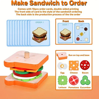 Đồ Chơi Bánh sandwich Bằng Gỗ Có Thẻ Phát Sáng Dành Cho Trẻ Em 3 Tuổi